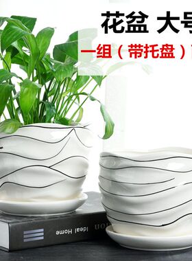 客厅简约花盆陶瓷家居饰品创意小摆件桌面家用绿萝工艺品摆设装饰
