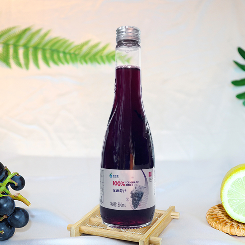 【百补】林源春100%冰葡萄汁生榨果汁葡萄原汁300ml*6瓶整箱 - 图1
