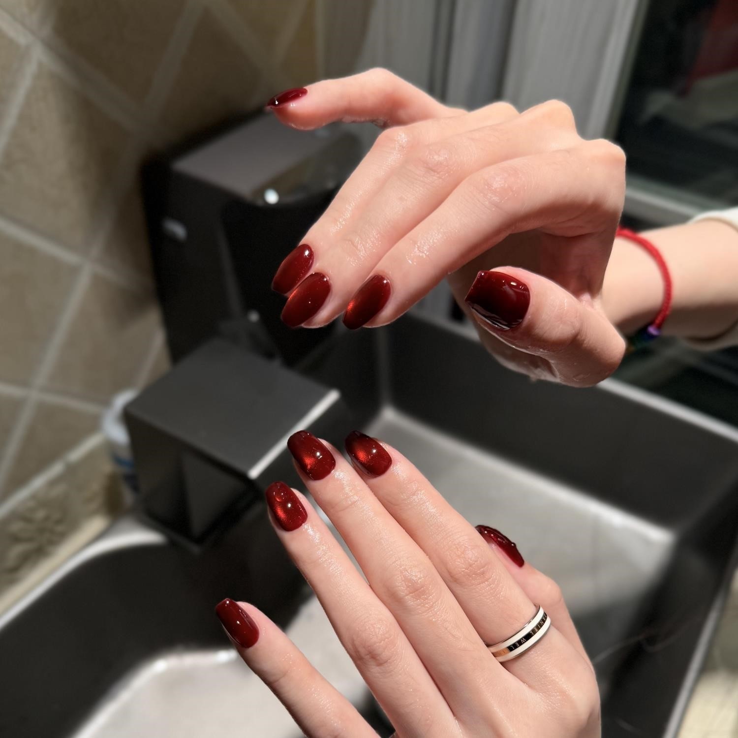 【A红宝石】高品质纯手工复古牛血红玻璃珠猫眼穿戴甲美甲成品,淘宝优惠券,粉丝福利购,淘宝优惠卷