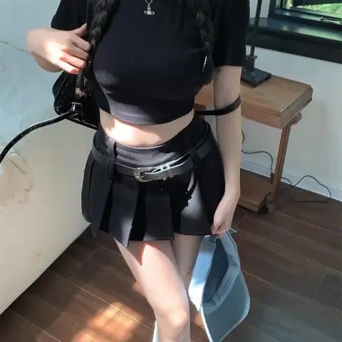 Pleated miniskirt hottie a line skirt for women 2025 summer