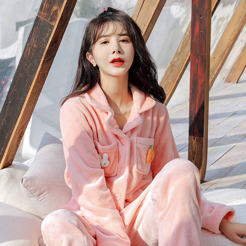 北极绒情侣冬季珊瑚绒可外穿睡衣 北极绒购够家睡衣/家居服套装