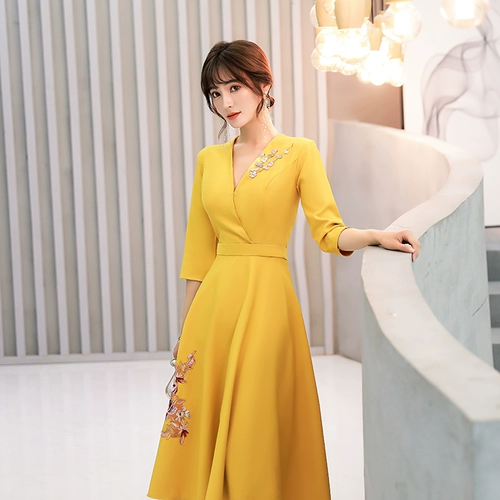 Желтое вечернее платье, короткая мини-юбка, подходит для подростков