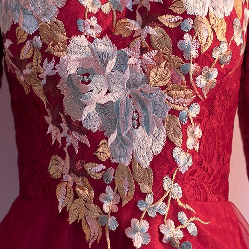 Вечернее платье, бордовое ципао, свадебное платье, подходит для подростков, китайский стиль, по фигуре