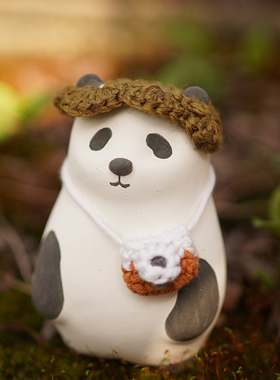 适野手作 |中国风小熊猫摆件生日礼物治愈装饰卡通白化妆桌面摆件
