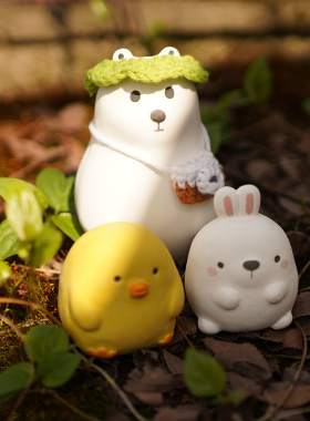 适野小熊摆件白色卡通桌面