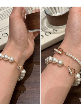 进口施华洛OT扣珍珠项链手链女