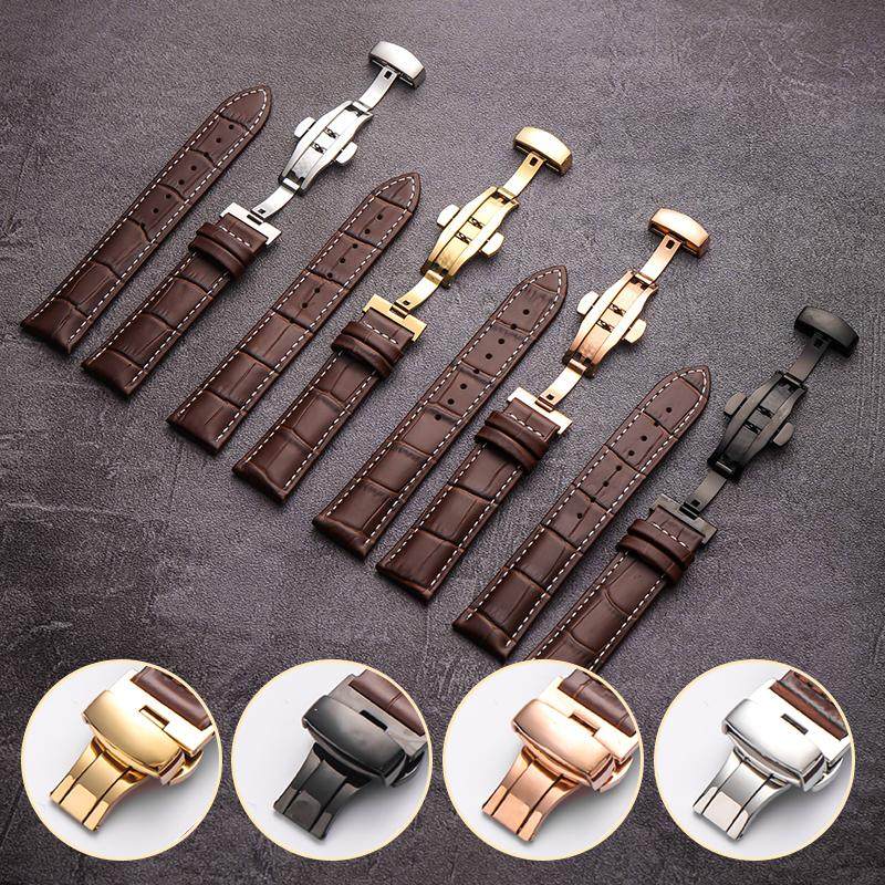 真皮手表带蝴蝶扣头层牛皮男女表链配件代用平直接口手表配件耐磨,淘宝优惠券,粉丝福利购,淘宝优惠卷
