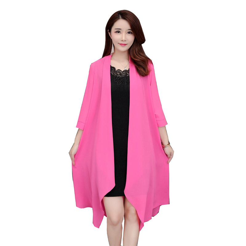 夏季中长款雪纺披肩外套百搭防晒衣 清水涟衣女装短外套