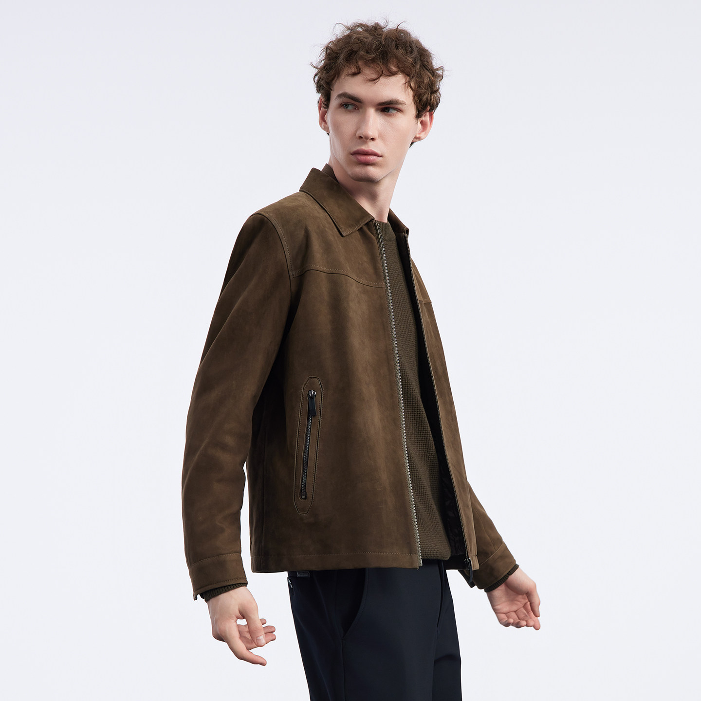 VSKONNE威斯康尼男皮衣卡其翻领中青年真羊皮老钱风复古皮衣外套,淘宝优惠券,粉丝福利购,淘宝优惠卷