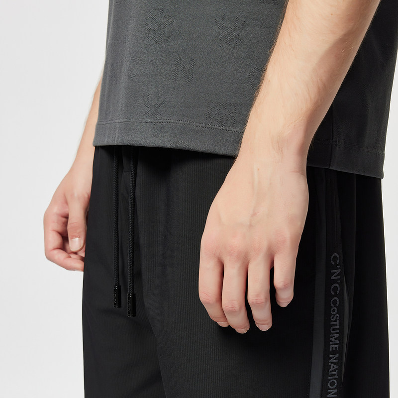 CNC男装24夏季新款侧边LOGO宽松时尚抽绳直筒微弹休闲短裤男,淘宝优惠券,粉丝福利购,淘宝优惠卷