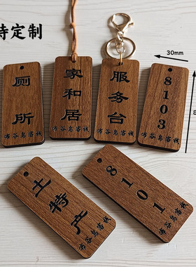 门牌号码手牌民宿酒店钥匙房间标识挂牌吊牌木质挂件编号定制