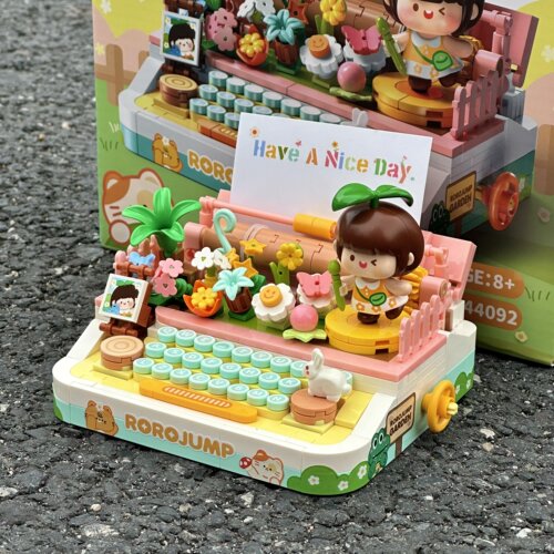 费米盒子肉肉酱打字机积木送女生女孩高颜值益智拼装玩具生日礼物 - 图1