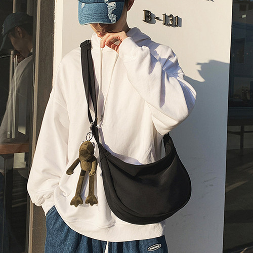 单肩包男休闲韩版百搭小挎包女学生日系潮牌斜挎包斜跨邮差工装包 - 图1