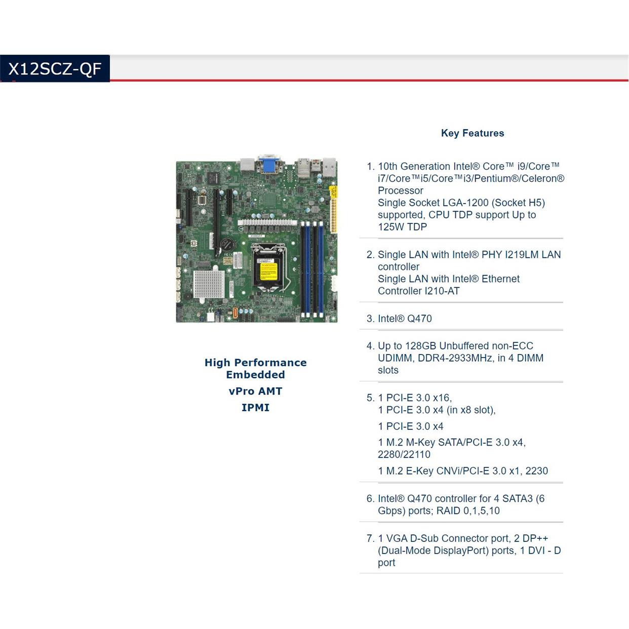 X12SCZ-QF/X12SCZ-F ,IPMI，10代I7,I9，双网卡 ,matx，2*DP询价 - 图3