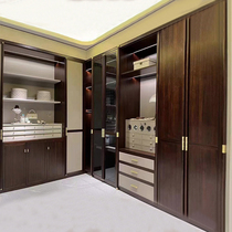 Full house Custom New Chinese style cloakroom open bedroom solid wood wardrobe integral modern to top-like cubed closet