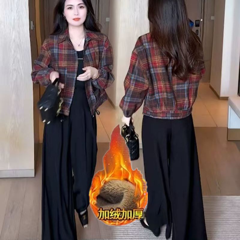 Spring and Autumn 2026 New Fashionable Women's Clothing This Year Fashionable and Versatile Autumn Clothes Short Beautiful Tops Plaid Jackets