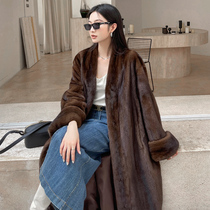 COLORFUL Middle in recovery mink fur coat female whole mink retro style water mink fur coat grass coat winter
