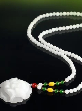 天然金丝玉男女款花开富贵毛衣链