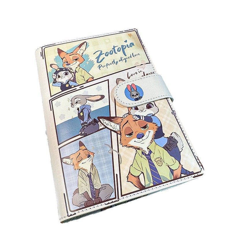 正品疯狂动物城pu皮质外壳a6活页本高颜值多功能磁吸笔记本存钱本 - 图3