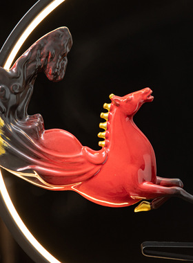 马摆件 陶瓷工艺品客厅家居小饰品 创意可爱红色唐马摆件商务礼品