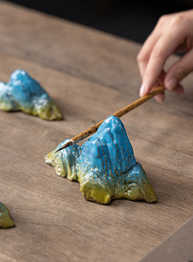 中式禅意陶瓷假山摆件酒店