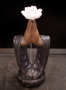 中式禅意创意佛手莲花陶瓷摆件