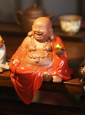 垂衣弥勒佛摆件客厅家居电