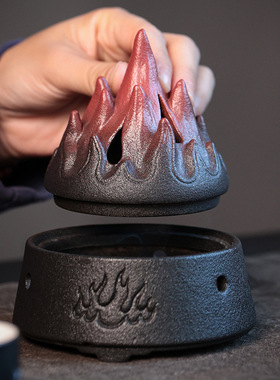 火焰山盘香炉中式茶桌家用创意熏香炉禅意沉香盘陶瓷檀香精品摆件