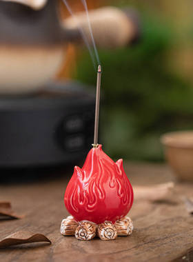 创意陶瓷小火苗线香插香座装饰品