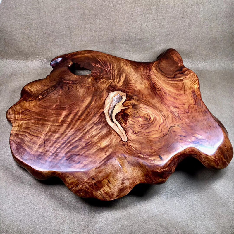 又见海南黄花梨瘤疤花水波纹纹茶几 又见摆件