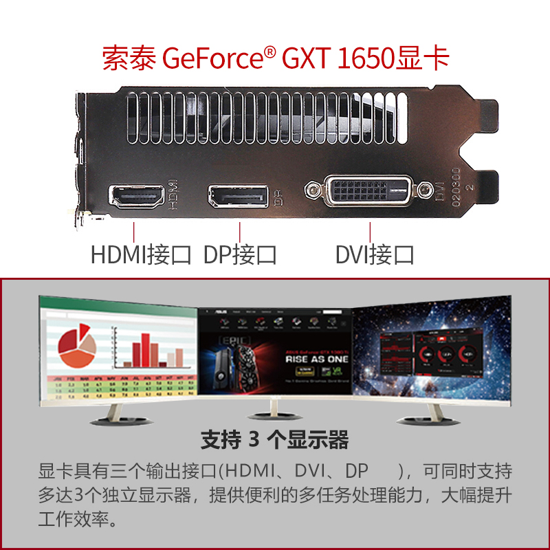 索泰GTX1050TI/GTX1650 4G台式机电脑独显游戏LOL独立显卡GTX1660-图2