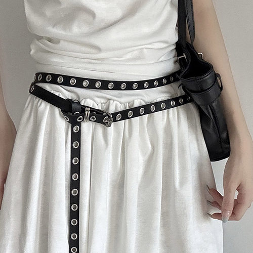 细腰带女款2025新款配裙子高级感腰间配饰腰绳小众百搭双圈小皮带 - 图1