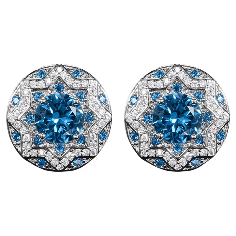 Blue spinel pendant ring and earrings three-piece set