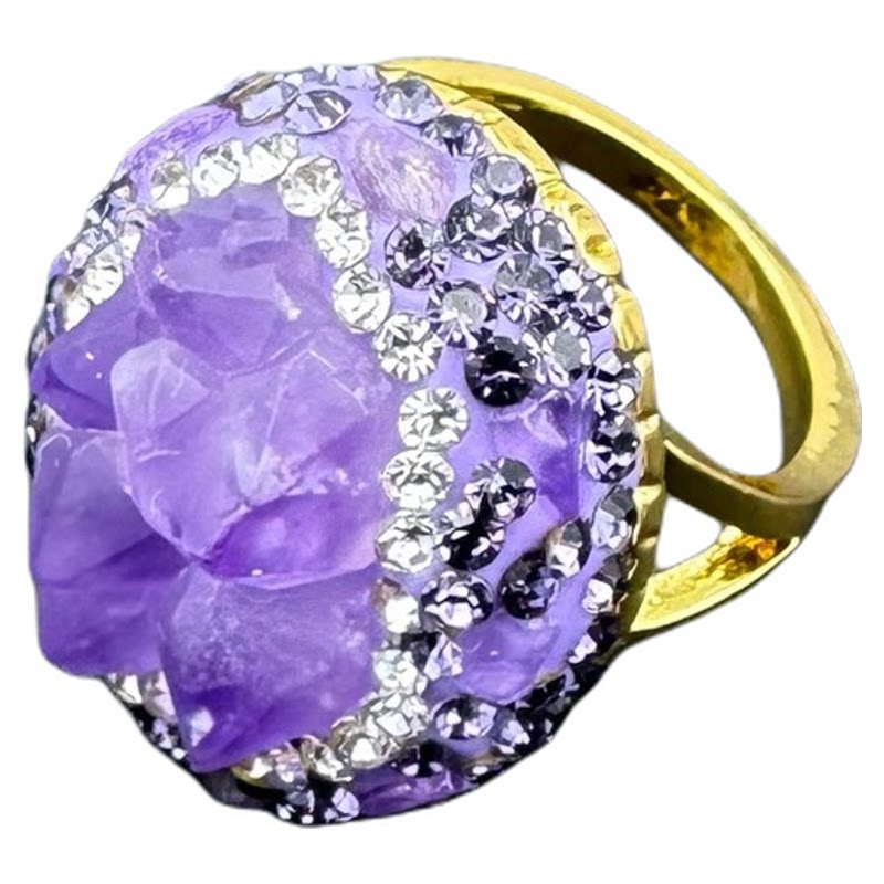 Natural amethyst cluster amethyst necklace ring earrings