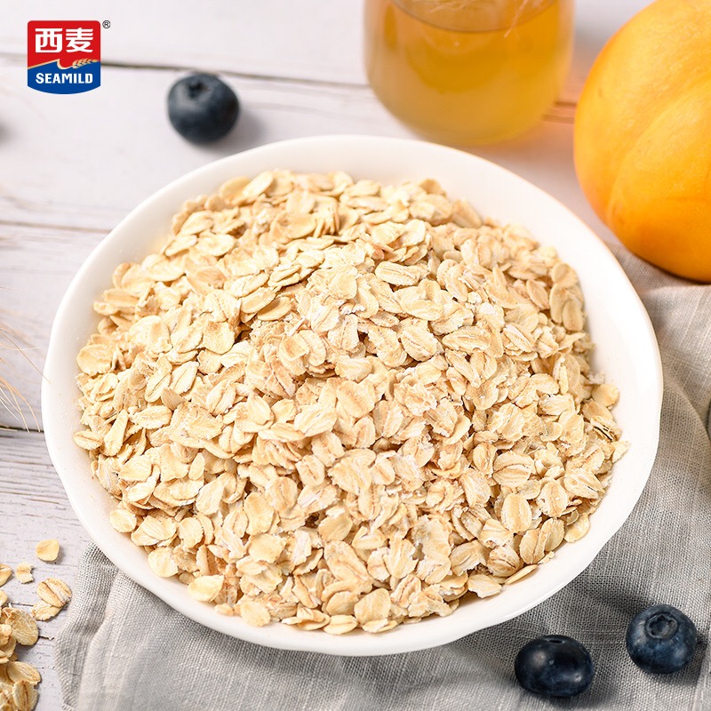 西麦即食/快煮原味燕麦片1kg*2袋无蔗糖添加全谷物绿色食品早餐