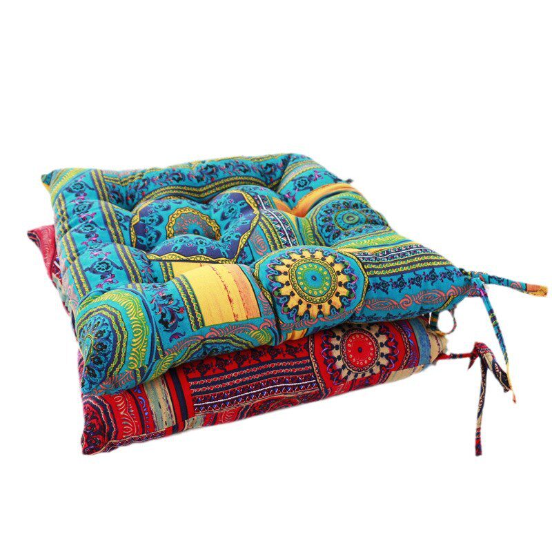 Thai ethnic style cotton and linen cushions with straps and cotton cushions