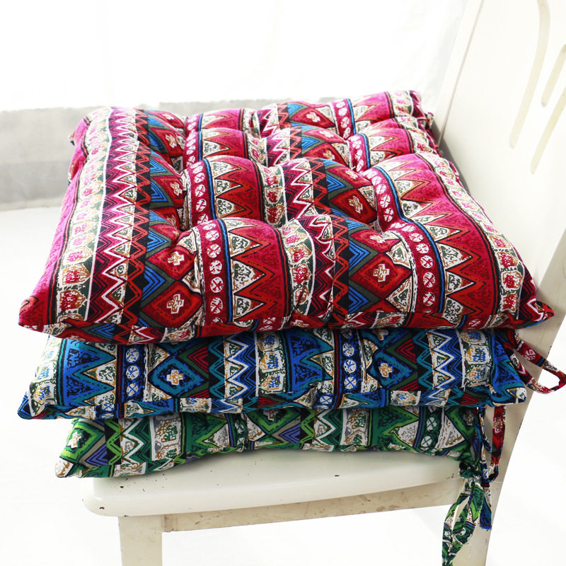 Thai ethnic style cotton and linen cushions with straps and cotton cushions