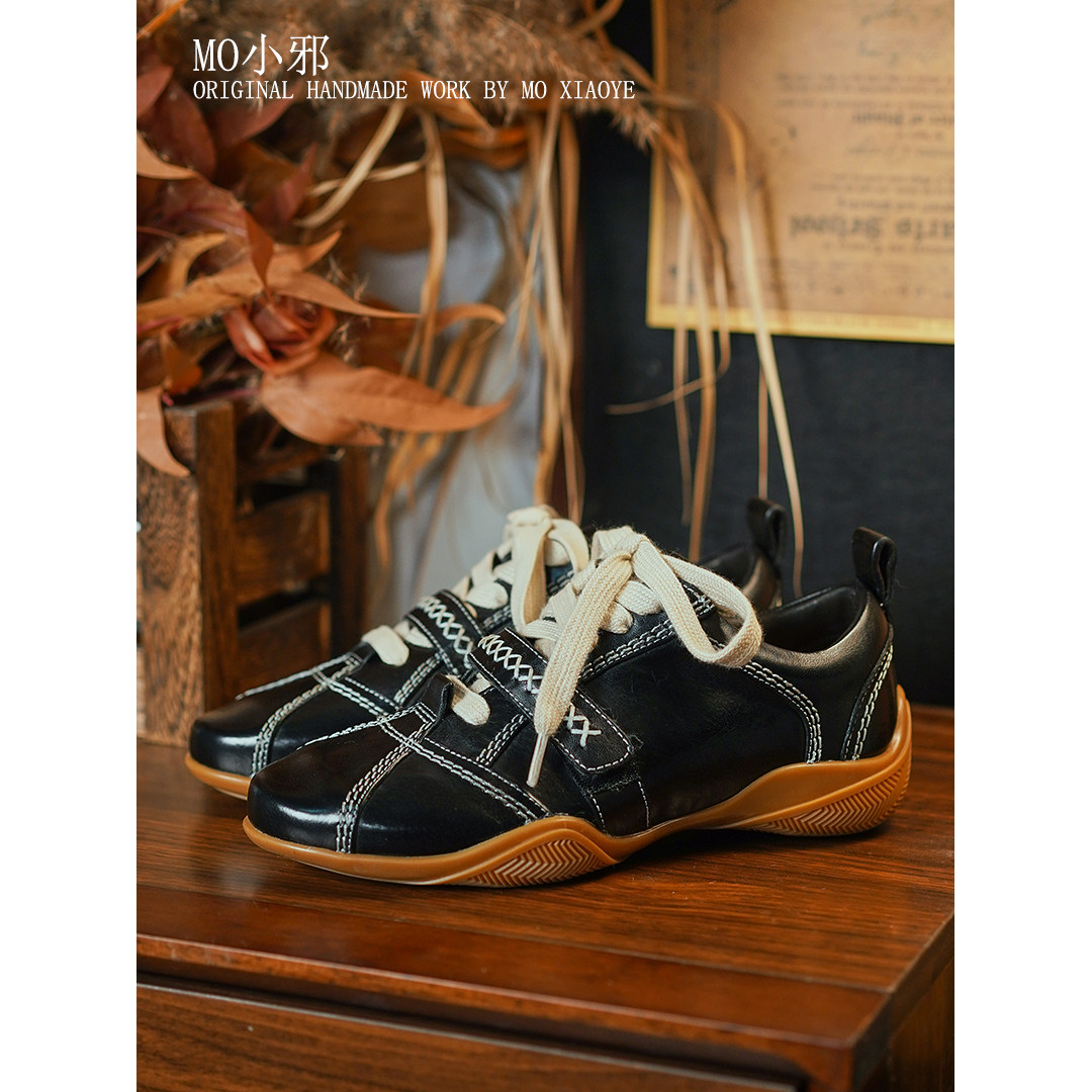 MO小邪‘原创设计重工水洗马皮休闲鞋春季新款德训鞋女百搭小单鞋,淘宝优惠券,粉丝福利购,淘宝优惠卷