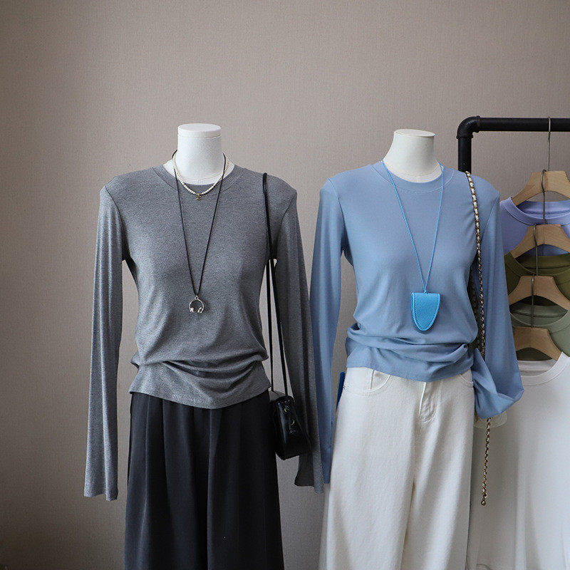 2026秋冬新韩版基础款圆领简约显瘦百搭长袖打底T恤女,淘宝优惠券,粉丝福利购,淘宝优惠卷