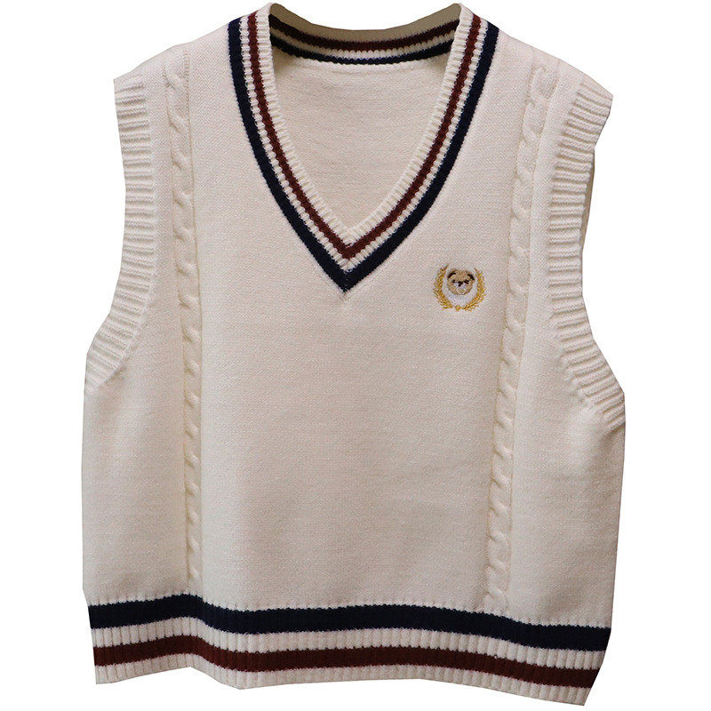 2026早春新款韩版时尚条纹撞色减龄刺绣针织马甲背心女,淘宝优惠券,粉丝福利购,淘宝优惠卷