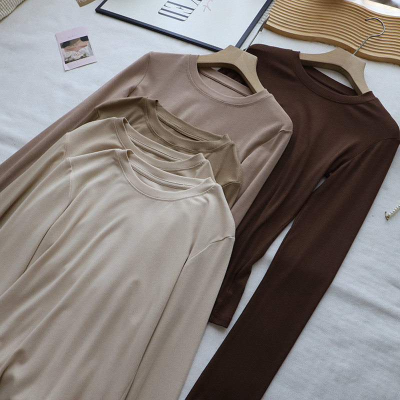 2026秋冬新韩版基础款圆领简约显瘦百搭长袖打底T恤女,淘宝优惠券,粉丝福利购,淘宝优惠卷