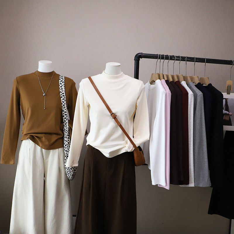 2026秋冬新款韩版立领简约显瘦百搭抓绒长袖打底衫女,淘宝优惠券,粉丝福利购,淘宝优惠卷