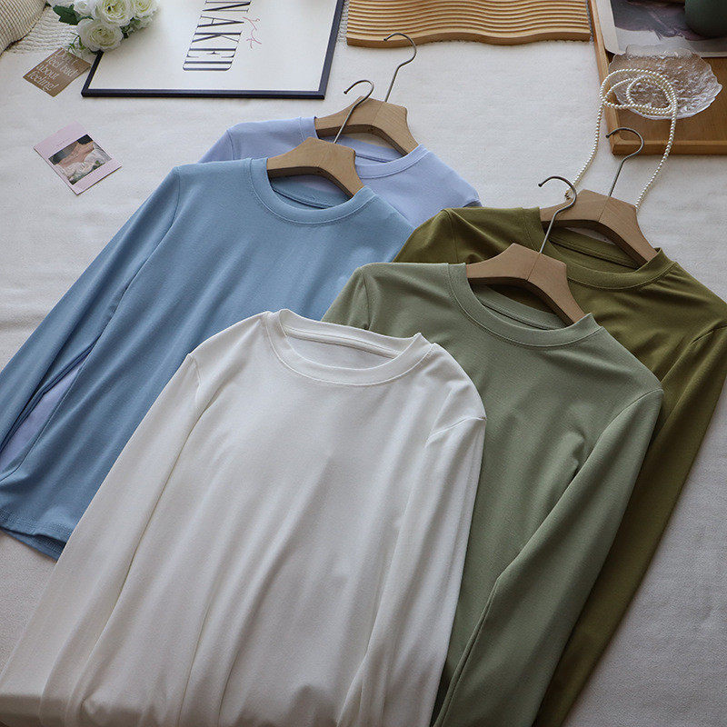 2026秋冬新韩版基础款圆领简约显瘦百搭长袖打底T恤女,淘宝优惠券,粉丝福利购,淘宝优惠卷