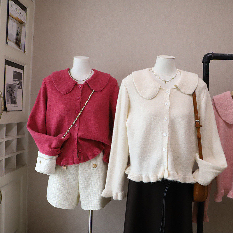 2026秋季新韩版甜美减龄娃娃领显瘦百搭开衫毛衣外套女,淘宝优惠券,粉丝福利购,淘宝优惠卷