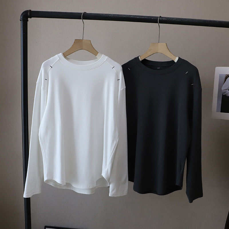 2026秋冬新款韩版圆领宽松显瘦百搭休闲抓绒长袖T恤女,淘宝优惠券,粉丝福利购,淘宝优惠卷