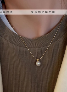 钛钢竹节链女小贝珠小众简约项链