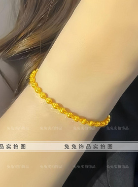 钛钢爆闪时来运转福圆珠手串手链