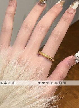 女钛钢万福刻字中国风情侣戒指