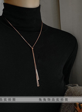 钛钢不掉色几何三角形女时尚项链