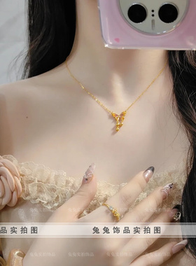 钛钢女蝴蝶小众闺蜜项链彩色珐琅